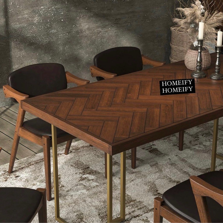 NOLENE Rustic Herringbone Dining Table