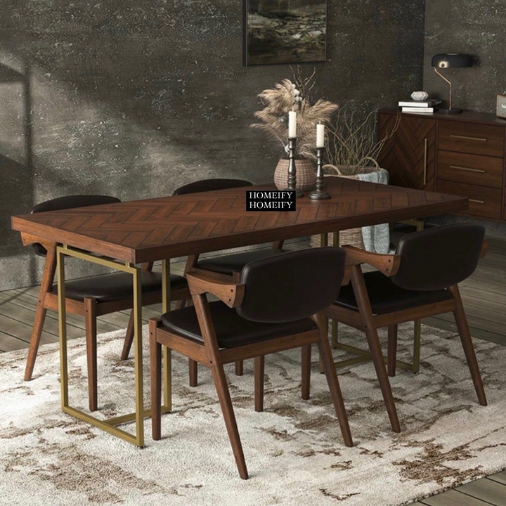 NOLENE Rustic Herringbone Dining Table