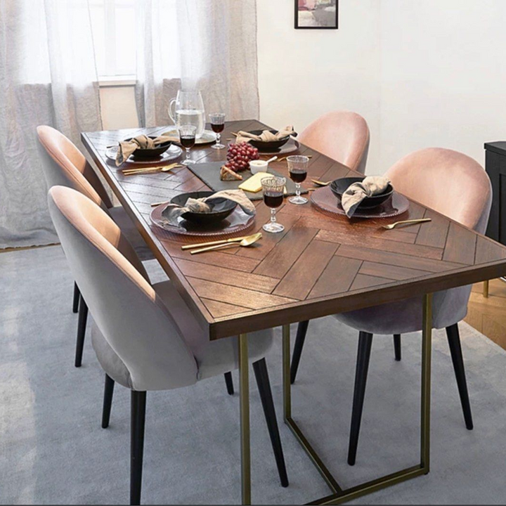 NOLENE Rustic Herringbone Dining Table