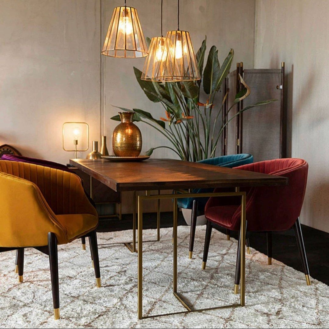 NOLENE Rustic Herringbone Dining Table