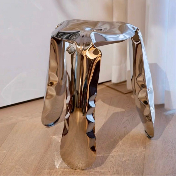 SCHULF Abstract Stainless Steel Stool