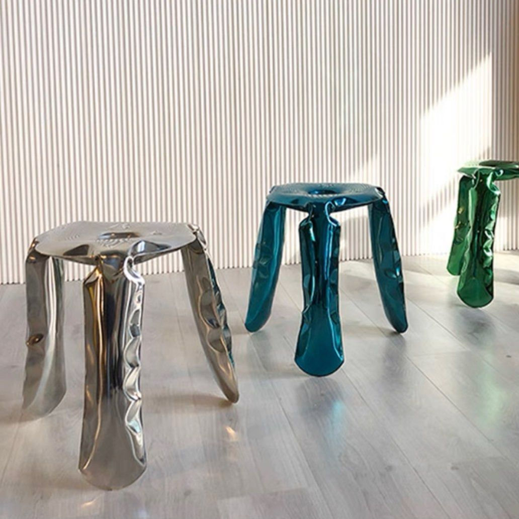 SCHULF Abstract Stainless Steel Stool
