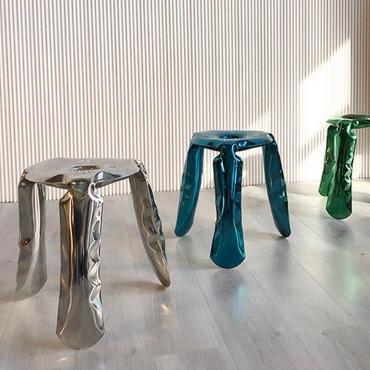 SCHULF Abstract Stainless Steel Stool