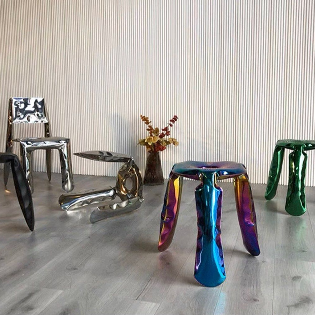SCHULF Abstract Stainless Steel Stool