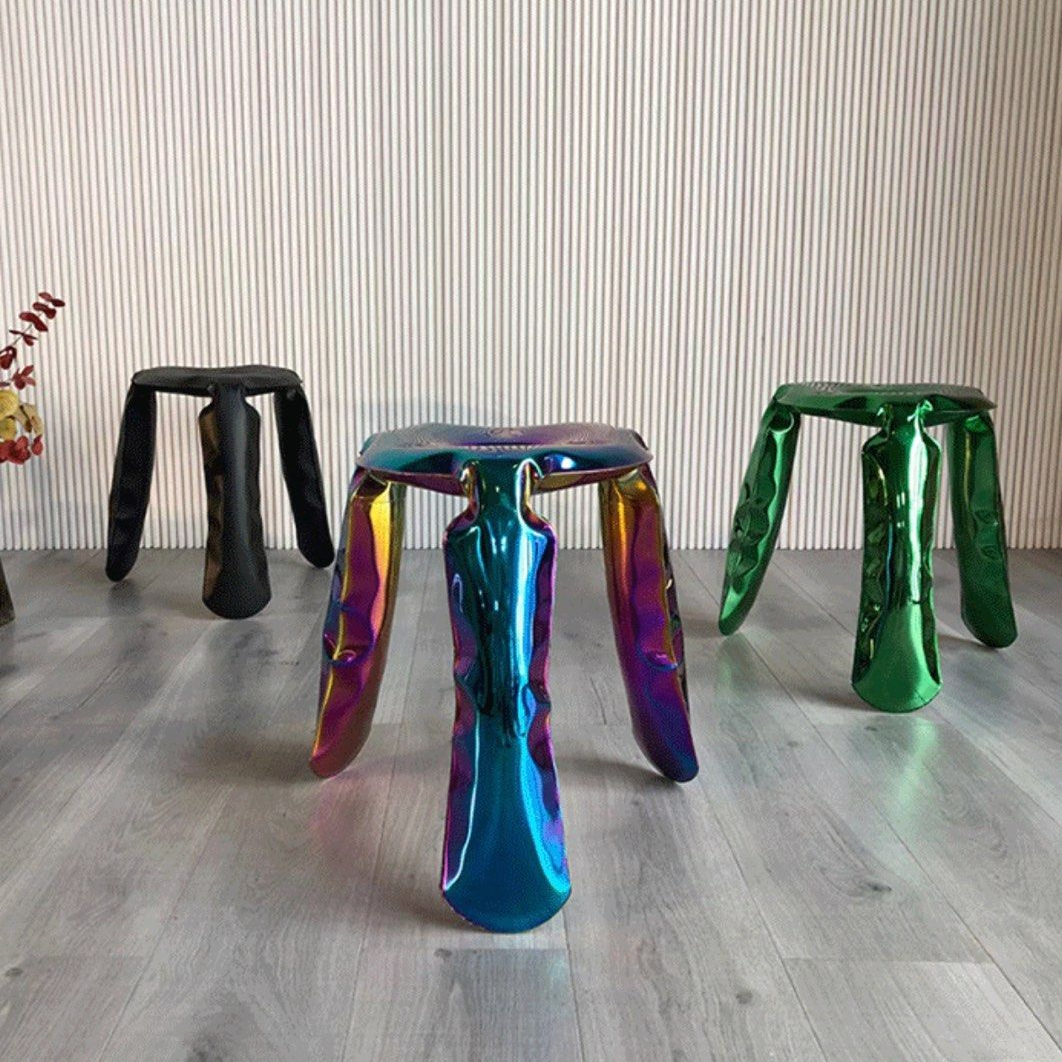 SCHULF Abstract Stainless Steel Stool