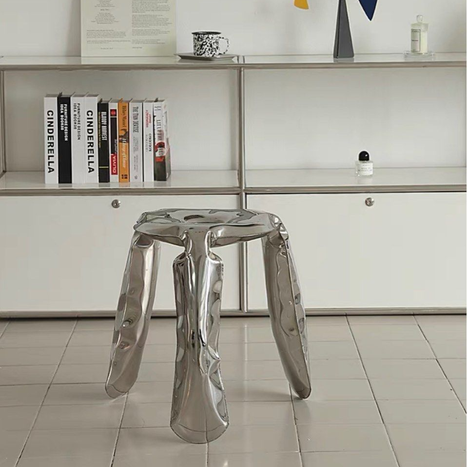 SCHULF Abstract Stainless Steel Stool