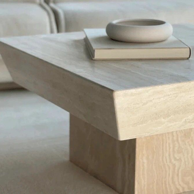 JUSTEN Modern Travertine Coffee Table