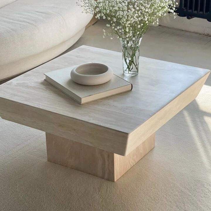 JUSTEN Modern Travertine Coffee Table