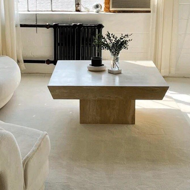 JUSTEN Modern Travertine Coffee Table