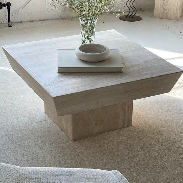 JUSTEN Modern Travertine Coffee Table
