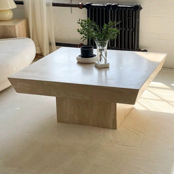 JUSTEN Modern Travertine Coffee Table