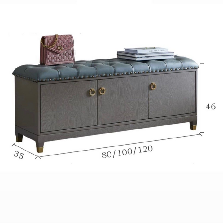 REMY Mid Century Leather Bench