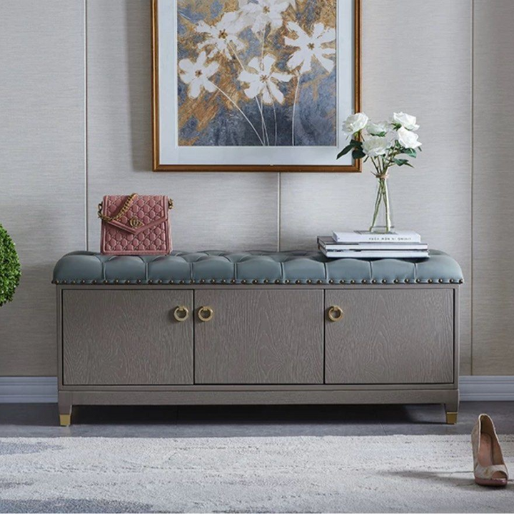 REMY Mid Century Leather Bench
