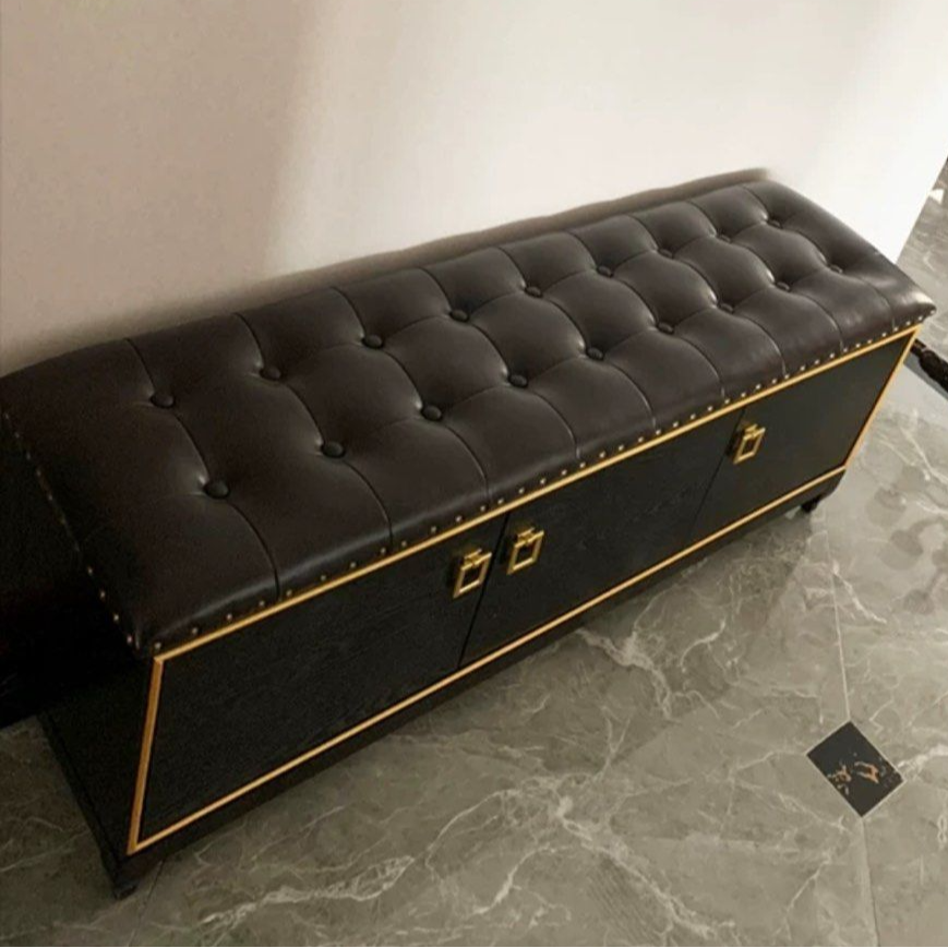 REMY Mid Century Leather Bench