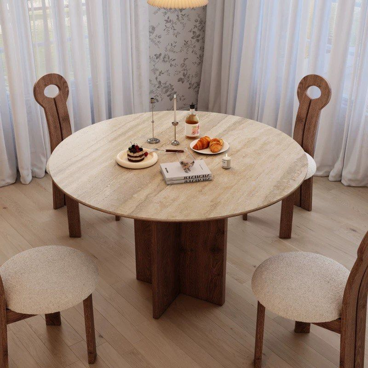 ARCHER Modern Travertine Round Dining Table