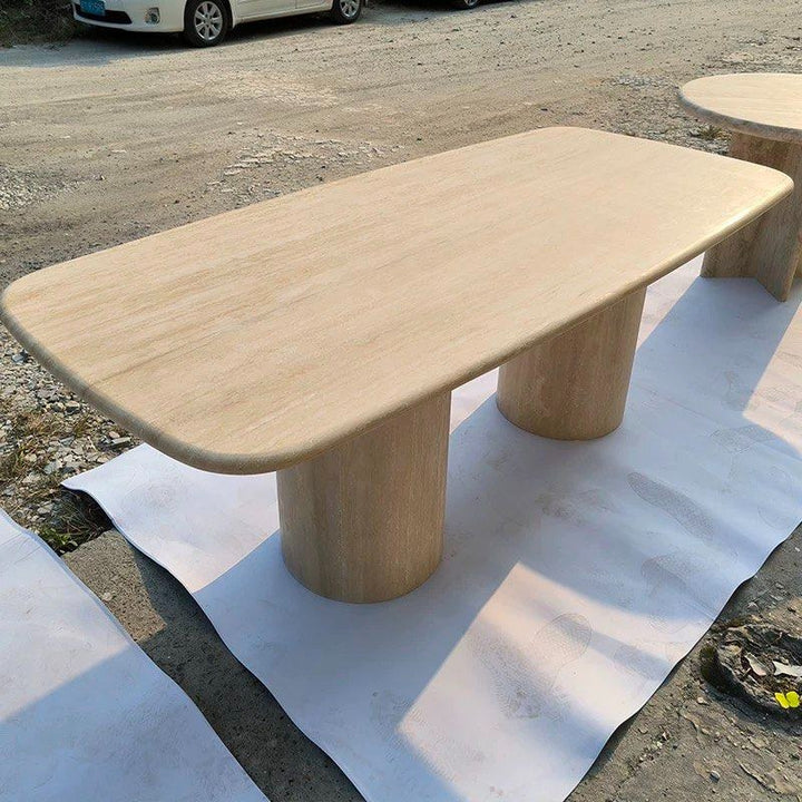 AUBREY Modern Travertine Dining Table
