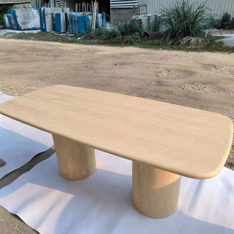 AUBREY Modern Travertine Dining Table
