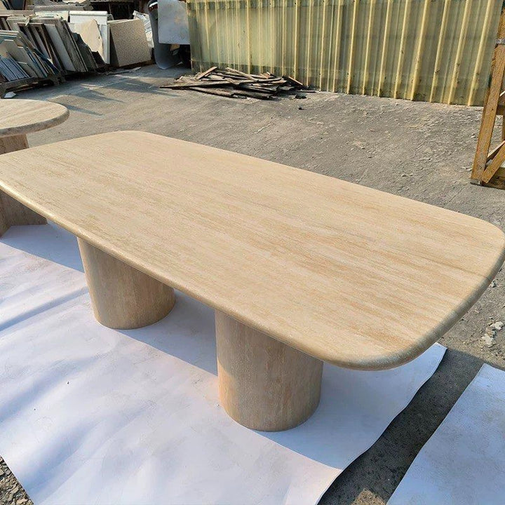 AUBREY Modern Travertine Dining Table