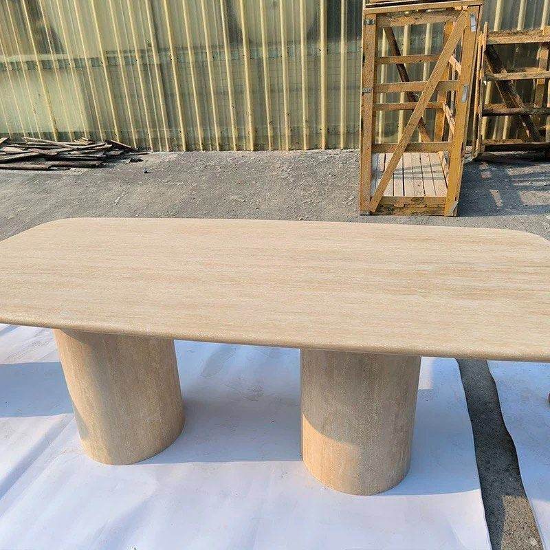 AUBREY Modern Travertine Dining Table