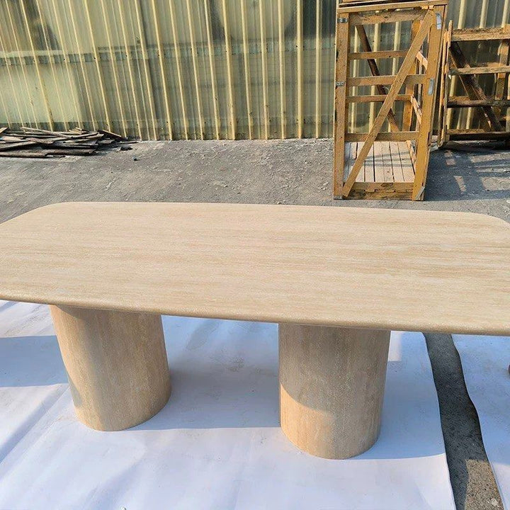 AUBREY Modern Travertine Dining Table