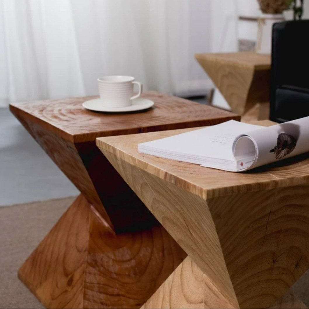 PITER Rustic Solid Wood Side Table
