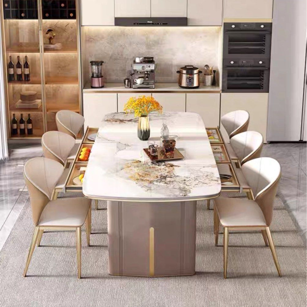 ARGUELLO Modern Sintered Stone Dining Table With Drawers