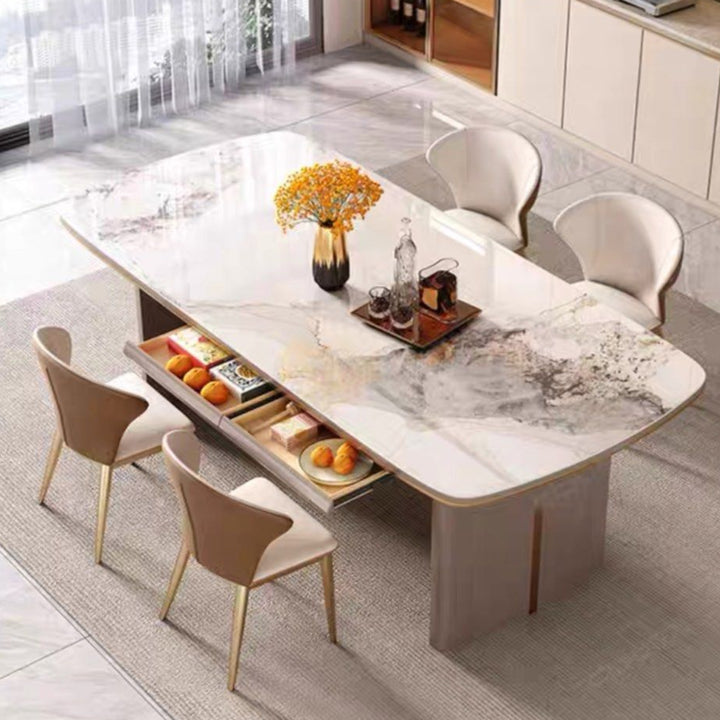 ARGUELLO Modern Sintered Stone Dining Table With Drawers