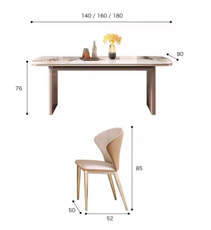 ARGUELLO Modern Sintered Stone Dining Table With Drawers