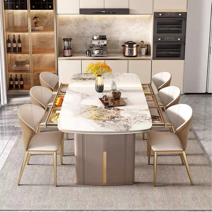 ARGUELLO Modern Sintered Stone Dining Table With Drawers