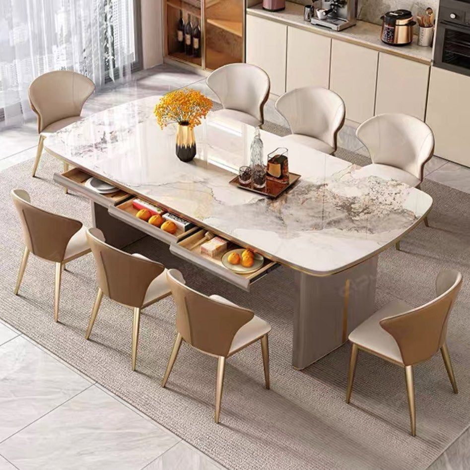 ARGUELLO Modern Sintered Stone Dining Table With Drawers