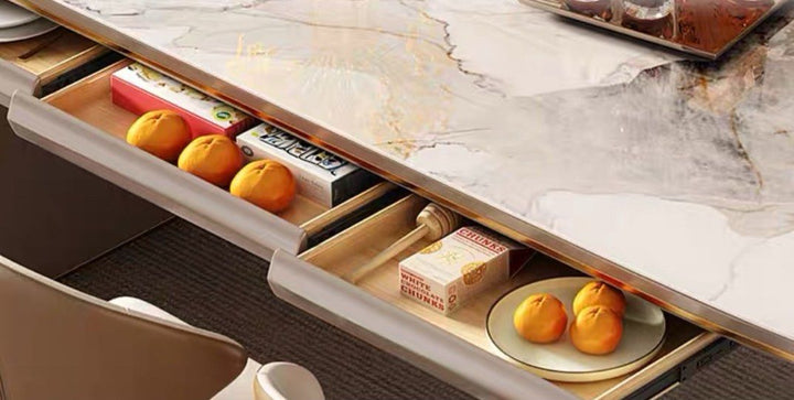 ARGUELLO Modern Sintered Stone Dining Table With Drawers