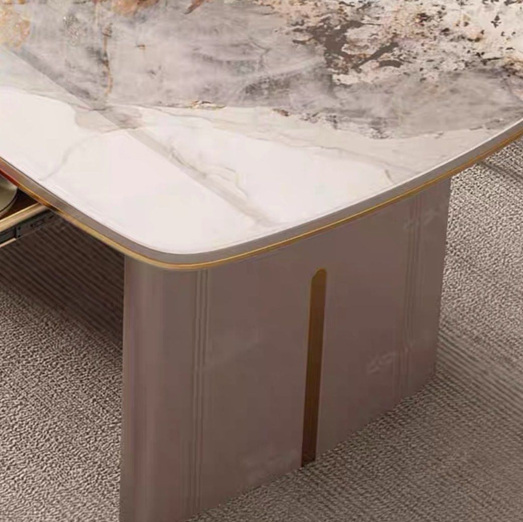 ARGUELLO Modern Sintered Stone Dining Table With Drawers