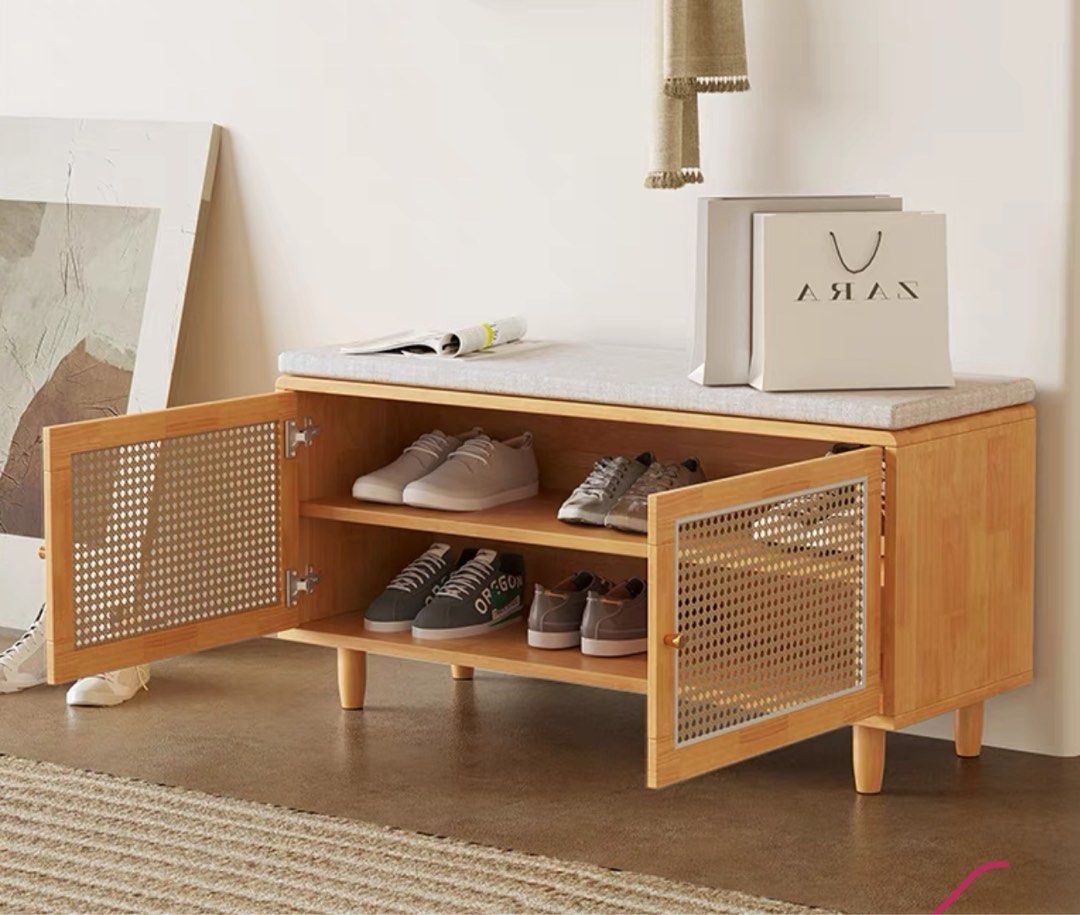 EMBERLY Japandi Solid Wood Storage Bench