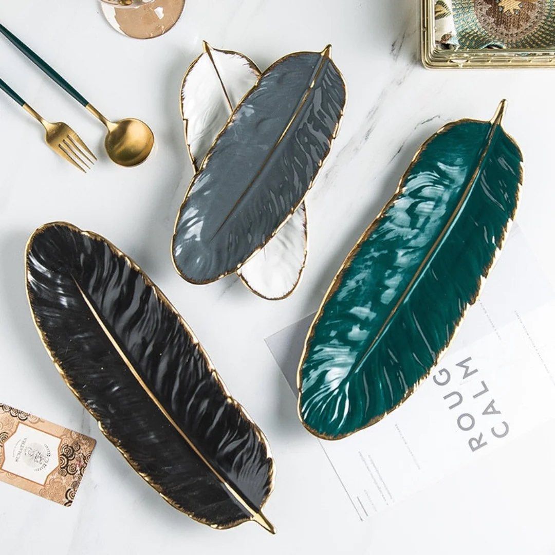 FEATHER Shape Ceramic Plate
