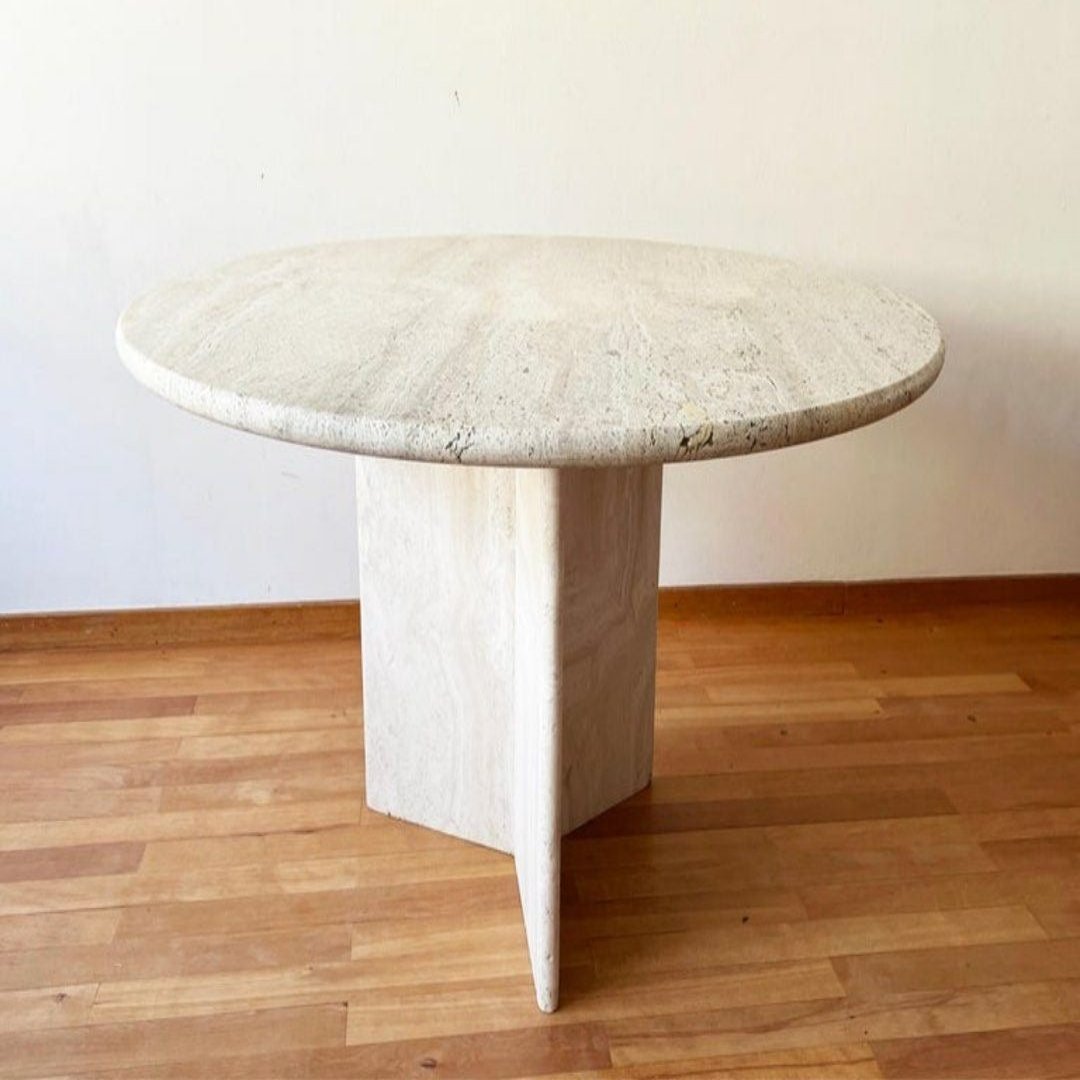 DOUGLAS Modern Travertine Round Dining Table