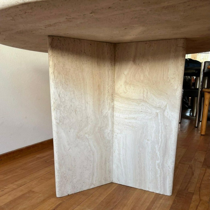DOUGLAS Modern Travertine Round Dining Table