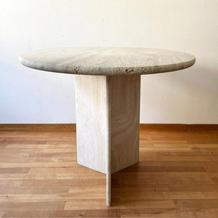 DOUGLAS Modern Travertine Round Dining Table
