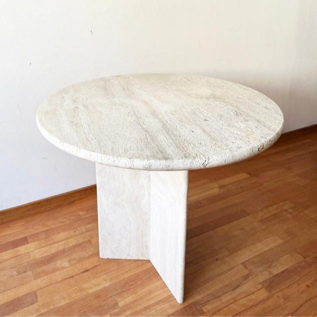 DOUGLAS Modern Travertine Round Dining Table