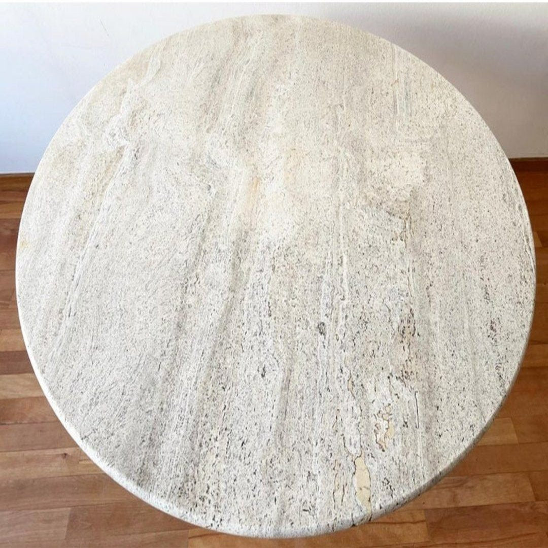 DOUGLAS Modern Travertine Round Dining Table