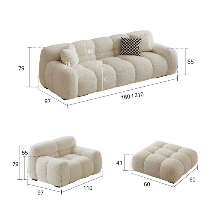 ZENARO Modern Boucle Sofa
