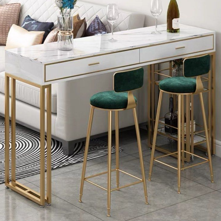 REZOS Marble Bar Table With Bar Cart
