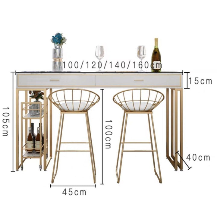 REZOS Marble Bar Table With Bar Cart