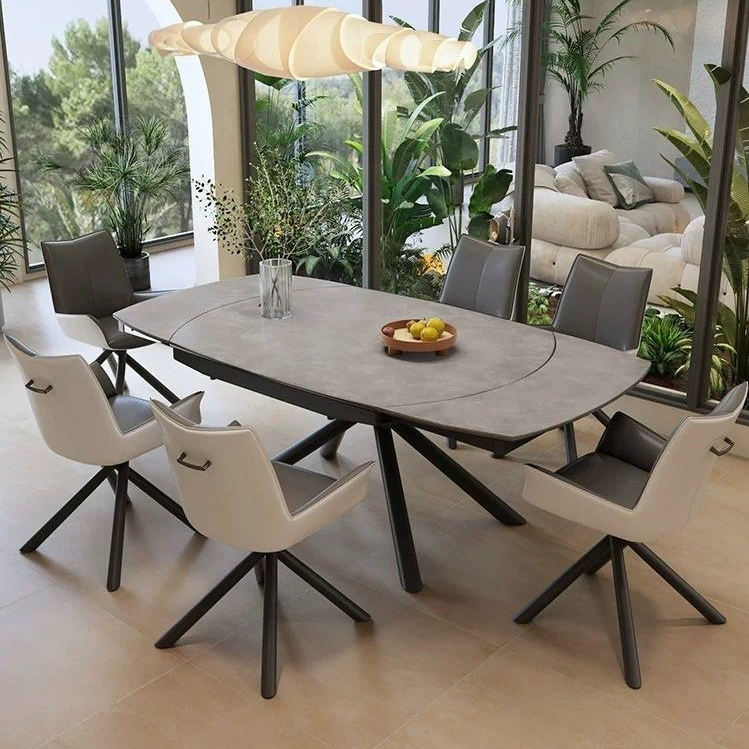 KIATO Modern Sintered Stone Extendable Dining Table