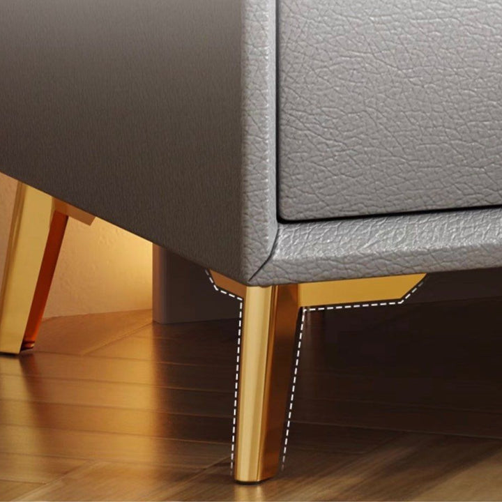 FLUDRE Modern Leather Bedside Table