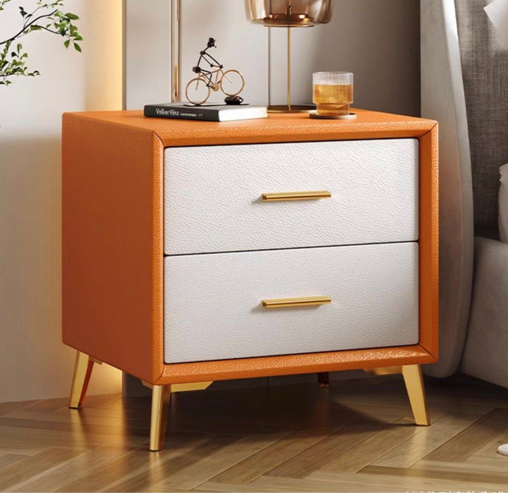 FLUDRE Modern Leather Bedside Table