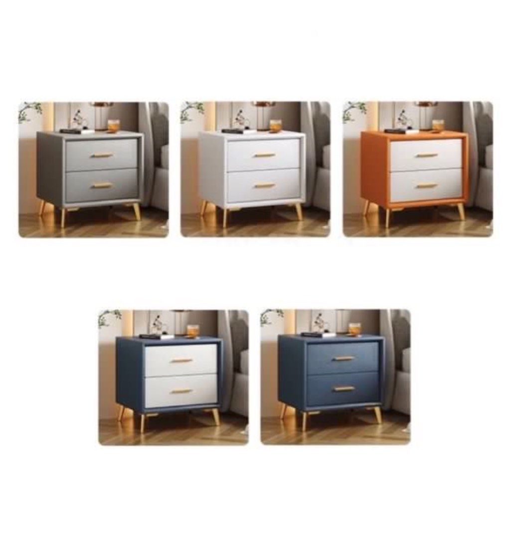 FLUDRE Modern Leather Bedside Table