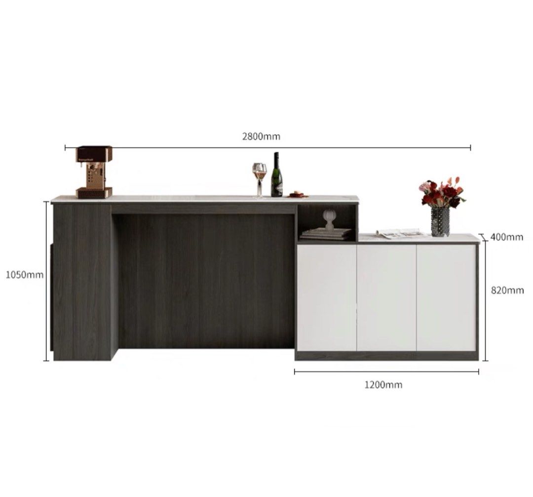 BETRA Modern Sintered Stone Bar Table Cabinet