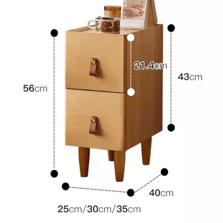 GABBEY Modern Solid Wood Bedside Table