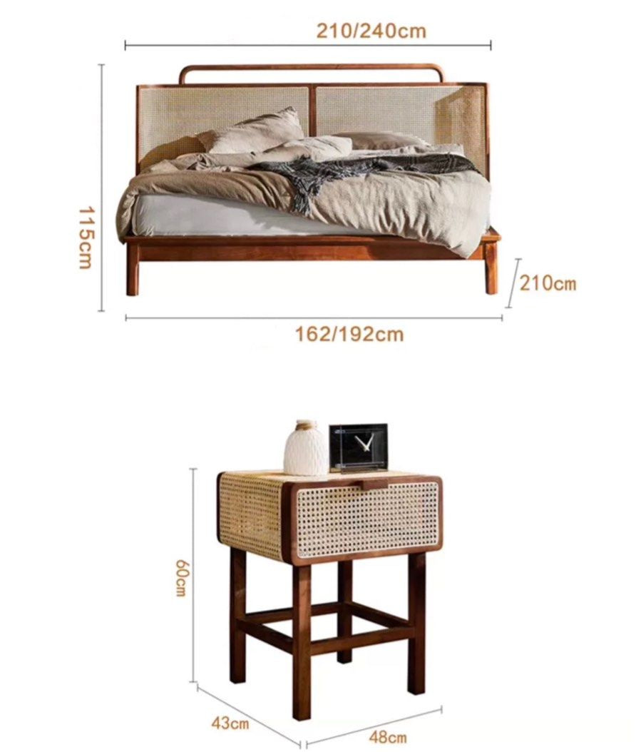 GARFEN Vintage Rattan Bedframe