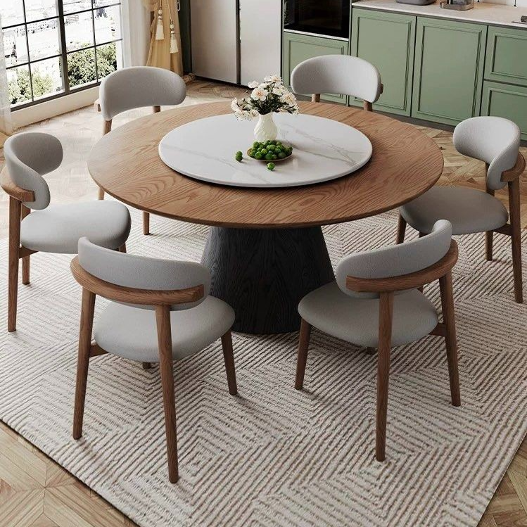 TAVORN Modern Round Solid Wood Dining Table